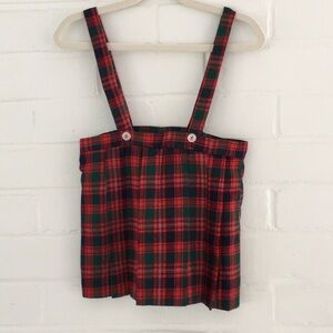 Classic Toddler Girls Size 3-4 Handmade Christmas Plaid Pleated Suspender Skirt